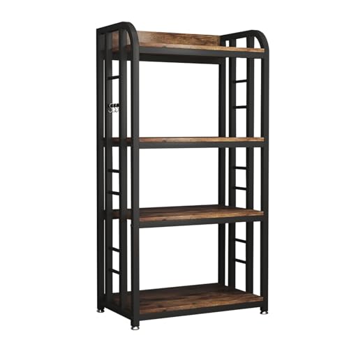 Microwave Oven Stand with Storage 4 Tiers, Free Standing Microwave Oven Stand Coffee Bar Adjustable Kitchen Shelves Kitchen Storage Shelf Rack Bakers Racks for Kitchens(Brown) - color: Brown