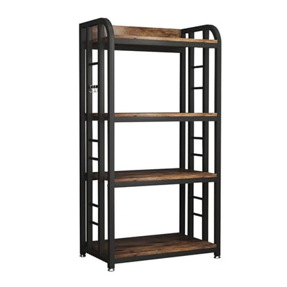Microwave Oven Stand with Storage 4 Tiers, Free Standing Microwave Oven Stand Coffee Bar Adjustable Kitchen Shelves Kitchen Storage Shelf Rack Bakers Racks for Kitchens(Brown) - color: Brown