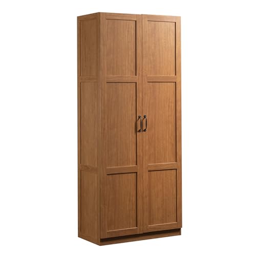 Sauder Select Storage Cabinet, Pantry Cabinet Kitchen Storage with Adjustable Shelves, Bathroom Storage Cabinet, in Highland Oak - color: Highland Oak
