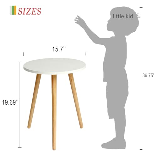 AWASEN Round Side Table, Small Accent Table Nightstand Modern End Table for Living Room Bedroom Office Small Spaces, 15.7''Dia x 19.69''H (White) - color: White