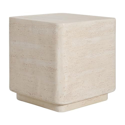 Christopher Knight Home Zax Lightweight MGO Outdoor Side Table, Square Accent Table with Stone-Like Texture, Weather Resistant Small End Table for Indoor/Outdoor Usage, No Assembly, Beige Travertine