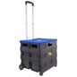 dbest products Quik Cart Collapsible Rolling Crate on Wheels for Teachers Tote Basket, 80 lbs Capacity, Blue Lid Made from Heavy Duty Plastic and used as a Seat - color: Black, Blue, style: Standard