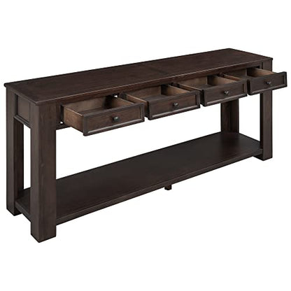 LKTART Solid Wood Console Table for Entryway,63" Sofa Table with 4 Drawers | Console Table with Storage Drawers,Farmhouse Sofa Table,Entryway Table for Hallway Foyer,Living Room,Easy Assembled,Espresso - color: Distressed Black