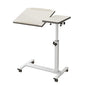 TigerDad Over Bed Table with Wheels, White | Adjustable, Rolling Laptop Table, Hospital Tray Table, Sofa Chair Side Table - color: White