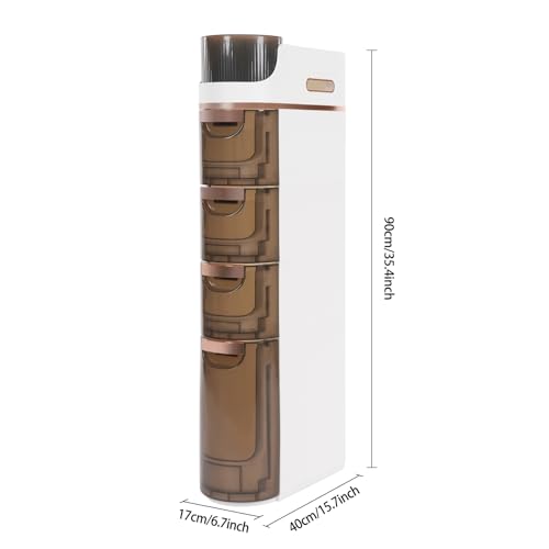 4-Tier Narrow Slim Storage Cart, Bathroom Storage Organizer with Clear Drawers, Plastic Waterproof Storage Cabinet with 4 Wheels for Kitchen, Laundry, Living Room, Toilet Gap