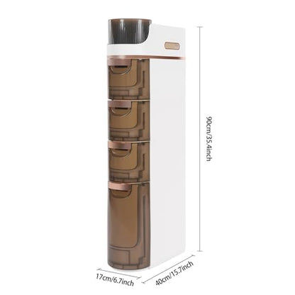 4-Tier Narrow Slim Storage Cart, Bathroom Storage Organizer with Clear Drawers, Plastic Waterproof Storage Cabinet with 4 Wheels for Kitchen, Laundry, Living Room, Toilet Gap