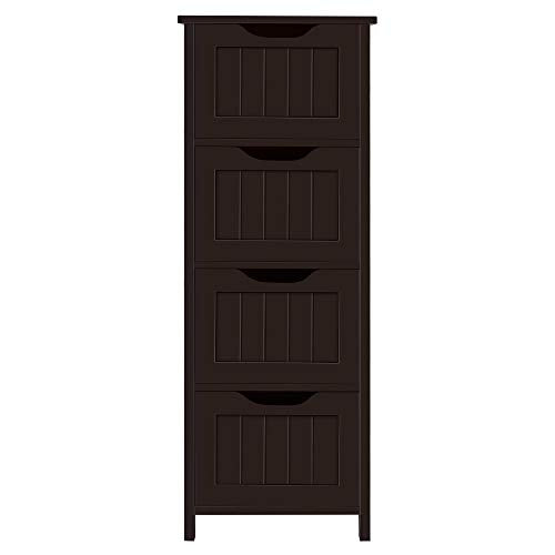 Topeakmart Bathroom Floor Cabinet, Free Standing Storage Organizer with 4 Drawers, Hallway Entryway Storage Cabinet, Espresso - color: Espresso