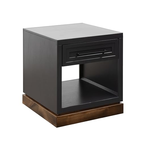 Bridgevine Home 22" Side Table with Drawer and Lower Shelf, Two-Tone Finish | Fully assembled side table with a drawer and lower shelf; compact two-tone design adds storage beside sofas and chairs.