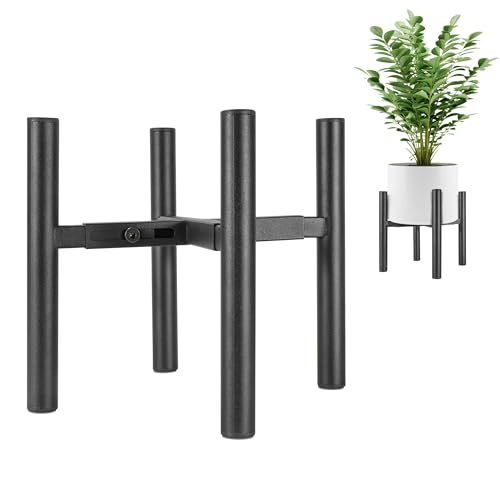 NSYOOMH Adjustable Metal Plant Stand Black, Fits 6-10 Inch Heavy Duty Flower Pots Holder - Floor Single Plant Stands Indoor Outdoor for Corner Planter Outside Potted Plants (Pot Not Included) - color: BLACK-1PC, size: 6-10 INCH