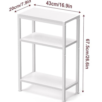 Narrow Side Table for Small Space, 3 Tier Slim End Table, Thin Nightstand, Skinny Snack Couch Table, Sofa Bedside Table, Tall Plant Stand in Living Room, Bedroom, Study, Kitchen and Balcony (White) - color: White, size: 3-Tier (7.9''D*17''W*26.6''H)
