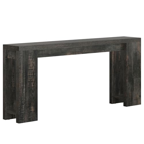 Tribesigns 70.9-Inch Extra Long Console Table, Farmhouse Wood Sofa Table Behind Couch, Narrow Entryway Accent Table for Living Room, Hallway, Entrance, Foyer, Black - color: Black
