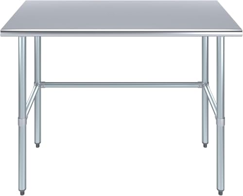 Commercial Open Base Stainless Steel Work Table – 48" x 24" | Heavy-Duty Prep Table with Galvanized Frame | NSF Certified | Restaurant & Utility Use - size: 48"x24"