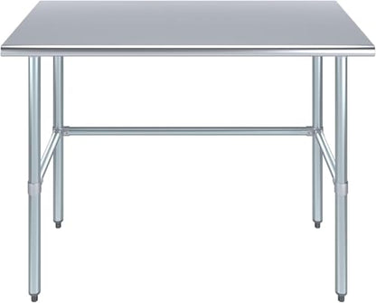 Commercial Open Base Stainless Steel Work Table – 48" x 24" | Heavy-Duty Prep Table with Galvanized Frame | NSF Certified | Restaurant & Utility Use - size: 48"x24"