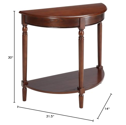 Convenience Concepts French Country Half-Round Entryway Table with Shelf, Black - color: Black