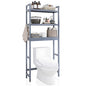 SMIBUY Bathroom Storage Shelf, Bamboo Over-The-Toilet Organizer Rack, Freestanding Toilet Space Saver with 3-Tier Adjustable Shelves (Grey) - color: Grey