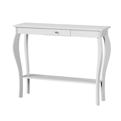 ChooChoo Narrow Console Table with Drawer, Chic Accent Sofa Table, Entryway Table, 39.3 Inch, White - color: White, size: 11.8"D x 39.3"W x 31.4"H