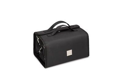 Roll Up Makeup Bag, Travel Toiletry Bag for Women with 4 Clear TSA Approved Pouches, Hanging Travel Organizer, Folding Cosmetic Bag for Men and Women - color: Black