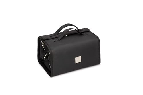 Roll Up Makeup Bag, Travel Toiletry Bag for Women with 4 Clear TSA Approved Pouches, Hanging Travel Organizer, Folding Cosmetic Bag for Men and Women - color: Black