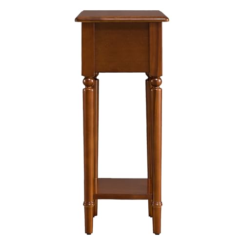 Leick Home Coastal End Table, Solid Wood, 1 Drawer, Bottom Display Shelf, Easy-Assembly, For Living Room/Bedroom, Rich Pecan Brown, 23.5 in. L x 10.0 in. W x 24 in. H, 20017-PC - color: Pecan