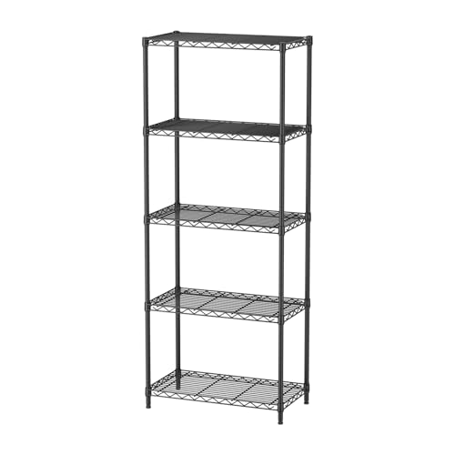 Golpart 5Tier Adjustable Storage Shelves Metal Wire Shelving Standing Shelf | Utility Heavy Duty Unit Rack Closet Organize for Home Kitchen Laundry Room Organization Pantry 12"Dx22"Wx59"H Black - color: Black, size: 5-tier-12"Dx22"Wx59"H