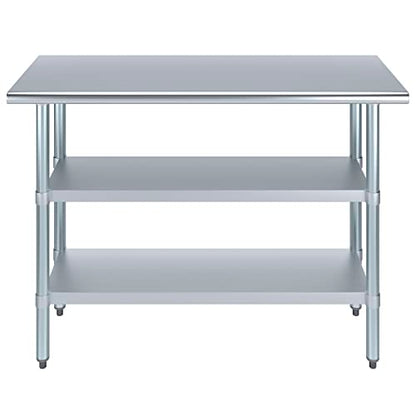 Stainless Steel Work Table with 2 Shelves | Metal Utility Table | Commercial & Residential NSF Utility (Stainless Steel Table with 2 Shelves, 48" Long x 18" Deep) - size: 48" Long x 18" Deep