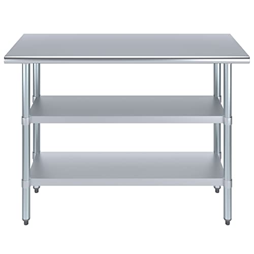 Stainless Steel Work Table with 2 Shelves | Metal Utility Table | Commercial & Residential NSF Utility (Stainless Steel Table with 2 Shelves, 48" Long x 18" Deep) - size: 48" Long x 18" Deep