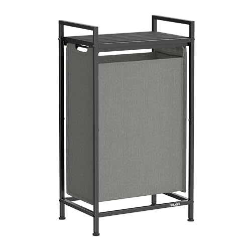 VASAGLE Laundry Hamper, Laundry Basket, Laundry Sorter with a Pull-Out and Removable Bag, Shelf, Metal Frame, 12.4 Gallons (47 L), 16.5 x 11 x 29.5 Inches, Slate Gray and Charcoal Gray UBLH001G01 - color: Black + Gray, size: 1 Bags - 47 L
