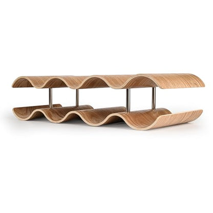 Countertop Wine Rack - 7 Bottle Freestanding Wine Bottle Holder Stand - 2 Tier Wooden Wine Storage Rack - Wavy Wine Organizer for Cabinet Pantry Home Kitchen Bar - size: 2 Tier - 7 Bottle