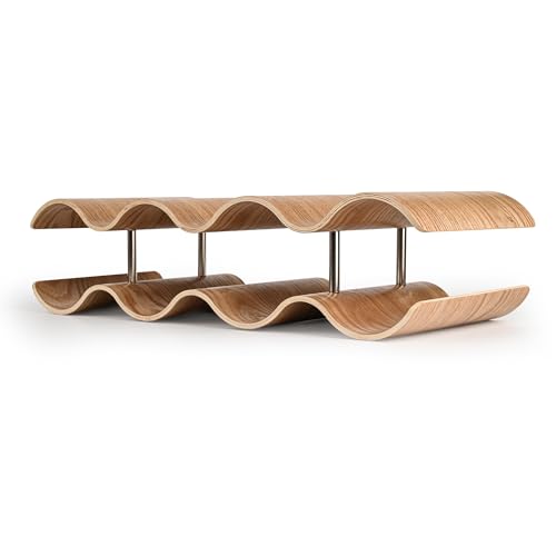 Countertop Wine Rack - 7 Bottle Freestanding Wine Bottle Holder Stand - 2 Tier Wooden Wine Storage Rack - Wavy Wine Organizer for Cabinet Pantry Home Kitchen Bar - size: 2 Tier - 7 Bottle