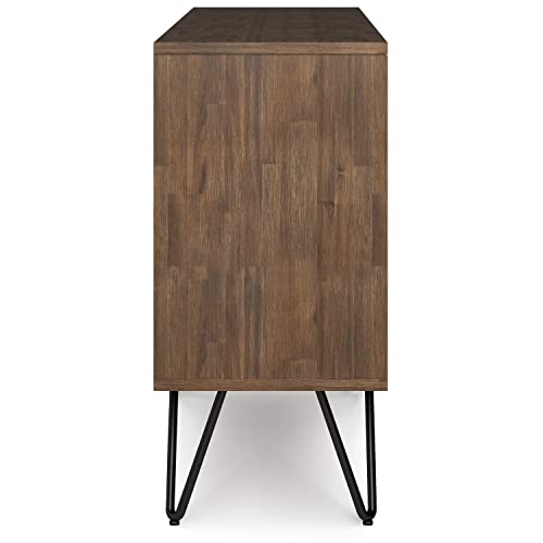 SIMPLIHOME Chase Bookcase - 30 inch Tall Solid Acacia Wood and Metal Low Bookshelf in Rustic Natural Aged Brown, Modern Industrial Storage for Living Room or Office with Open Shelves and Metal Frame