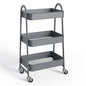 3-Tier Metal Rolling Utility Cart, Small Rolling Cart Kitchen Trolley Bathroom Laundry Room Bar Office Shelves Storage Organizer Shelving Unit with Caster Wheels for Narrow Places, Grey - color: Gray