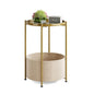 Small Round Side Table with Felt Storage Basket and Removable Tray | Accent Table, Metal End Table with Adjustable Feet, Side Table for Nursery, Bedroom, Living Room, Laundry Room, Gold - color: Gold