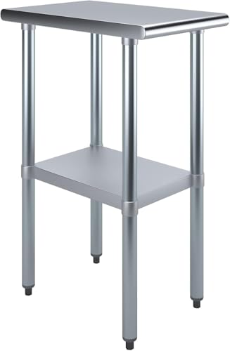 Stainless Steel Food Prep Work Table with Adjustable Under-Shelf and Legs and, Optional Casters/Wheels (15" x 24") - size: 15" x 24"