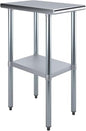 Stainless Steel Food Prep Work Table with Adjustable Under-Shelf and Legs and, Optional Casters/Wheels (15" x 24") - size: 15" x 24"
