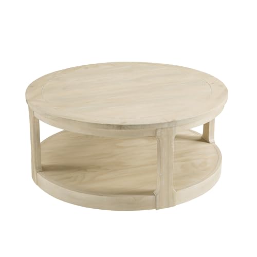 40'' Round Wood Coffee Table Circle Coffee Table with 4 Wheel for Living Room, Modern Retro Farmhouse Style, Easy Assembly, Oak/Wood(ø40'' x 17.52'') - color: S1-ø40'' -Oak
