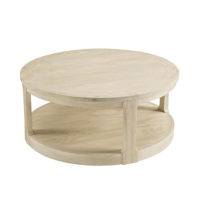 40'' Round Wood Coffee Table Circle Coffee Table with 4 Wheel for Living Room, Modern Retro Farmhouse Style, Easy Assembly, Oak/Wood(ø40'' x 17.52'') - color: S1-ø40'' -Oak