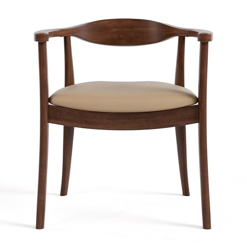 Furniture of America Nazaen I Mid-Century Modern Solid Wood 245-inch Side Chairs Set of 2 with Arm Rest, Semi-Handmade, Upholstered Seating for Home Kitchen, Dining Room, Rich Walnut - color: Rich Walnut, size: Style 1