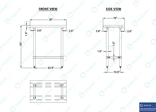 AmGood 18 in. x 30 in. Open Base Stainless Steel Work Table | Residential & Commercial | Food Prep | Heavy Duty Utility Work Station | NSF - size: 30 in. Length x 18 in. Width
