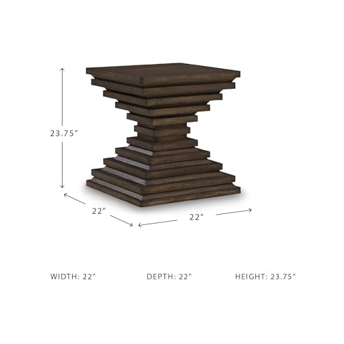 Signature Design by Ashley Hannodream End Table, No Assembly Required, Contemporary Pedestal Wood Accent Table for Living Room Sofa, Warm Brown, 22" W - color: Warm Brown