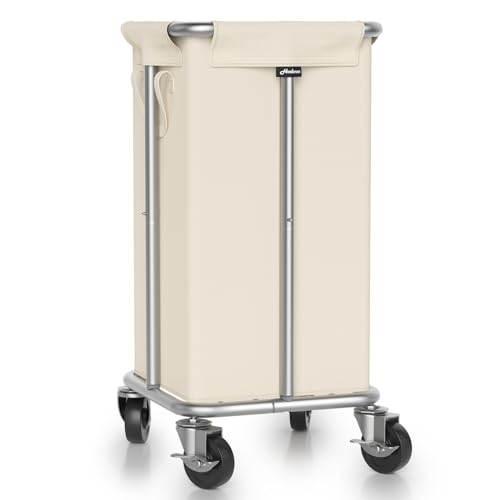 Hodonas Laundry Basket with Wheels, 115L Rolling Laundry Hamper Large Dirty Clothes Hamper Cart with Steel Frame and Removable Bag, Bedroom Bathroom Dorm Room Laundry Room Organization Hampers, Beige - color: Beige