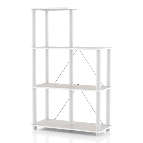 Homes: Inside + Out Apexa Modern 5-Cube Ladder Shelving Units, Collectibles Display Shelves, Easy Assembly Standing Shelf, Home Storage Organizer for Living Room, Bedroom, Office, Taupe Grey - color: Taupe Grey, size: 5-Cube Ladder