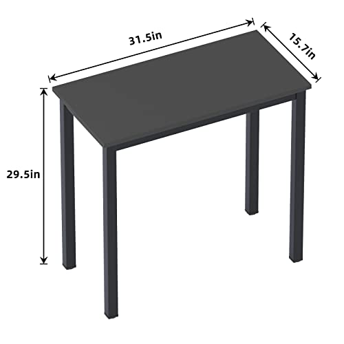 Need Small Computer Desk 31-1/2'' Sturdy and Heavy Duty Writing Desk for Small Spaces and Desk Study Table Laptop Desk AC3CB (80 * 40) - color: Black & Black Frame
