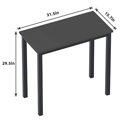 Need Small Computer Desk 31-1/2'' Sturdy and Heavy Duty Writing Desk for Small Spaces and Desk Study Table Laptop Desk AC3CB (80 * 40) - color: Black & Black Frame