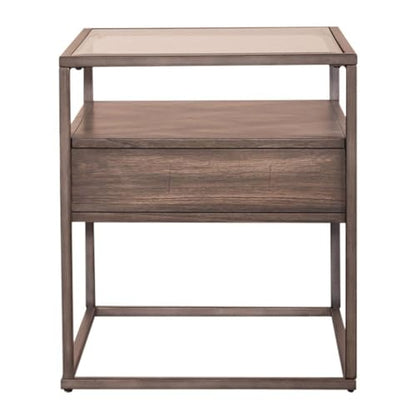 Liberty Furniture Jamestown Glass Top End Table for Living Room - Tobacco - size: End Table