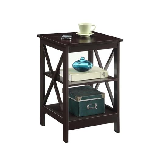 Convenience Concepts Oxford End Table 15.75" - Modern Living Room Table with Storage Shelves, Transitional Nightstand Side Table for Home Decor and Display, Espresso - color: Espresso