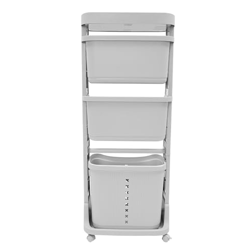 Laundry Basket, Laundry Basket Organizer Sorter Clothes Storage Organizer Shelf Rolling Cart with 4 Wheels, Laundry Hamper Basket Sorter Washing Hamper for Kitchens Bathrooms Bedrooms (4 Tier, Grey) - style: 4 Tier, Grey