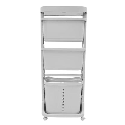 Laundry Basket, Laundry Basket Organizer Sorter Clothes Storage Organizer Shelf Rolling Cart with 4 Wheels, Laundry Hamper Basket Sorter Washing Hamper for Kitchens Bathrooms Bedrooms (4 Tier, Grey) - style: 4 Tier, Grey
