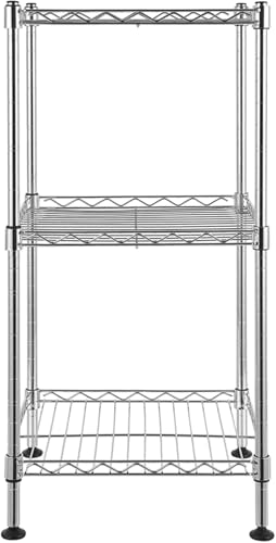 FOXHOLE 3-Tier Wire Shelving Rack Metal Storage Shelf Unit for Laundry Bathroom Kitchen Pantry Closet, Silver 11.81" W x 11.81" D x 23.62" H - size: 11.81"W x 11.81"D x 23.62"H