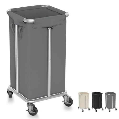 Hodonas 115L Laundry Basket with Wheels, 30 Gal. Rolling Laundry Hamper, Removable and Machine Washable Liner, Steel Frame, Tall Laundry Cart for Laundry Room, Bedroom, Bathroom, Dorm Storage -Gray - color: Gray