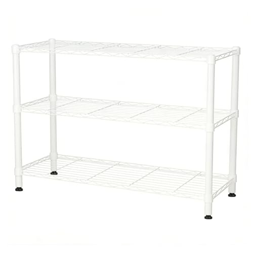 Wire Shelving Units,36"W x 14"D x 32"H Metal Storage Display Shelf | Adjustable Carbon Steel Standing Shelving Rack for Garage Bathroom Kitchen Home Office Living Room (3-Tiers, White) - color: White, size: 3-Tiers